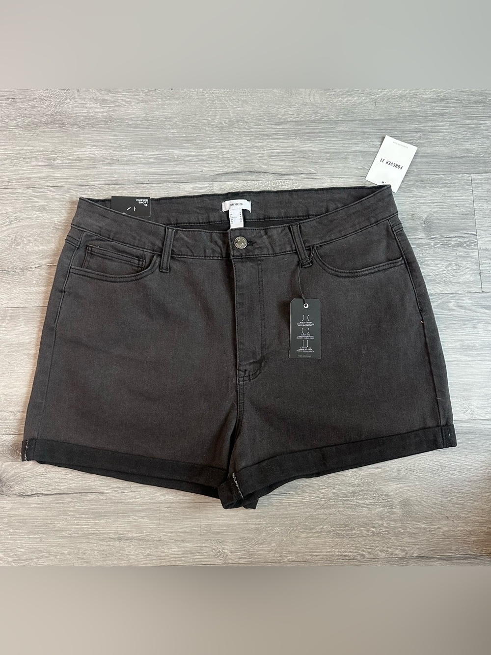 Forever 21 Black Denim High-Rise Shorts